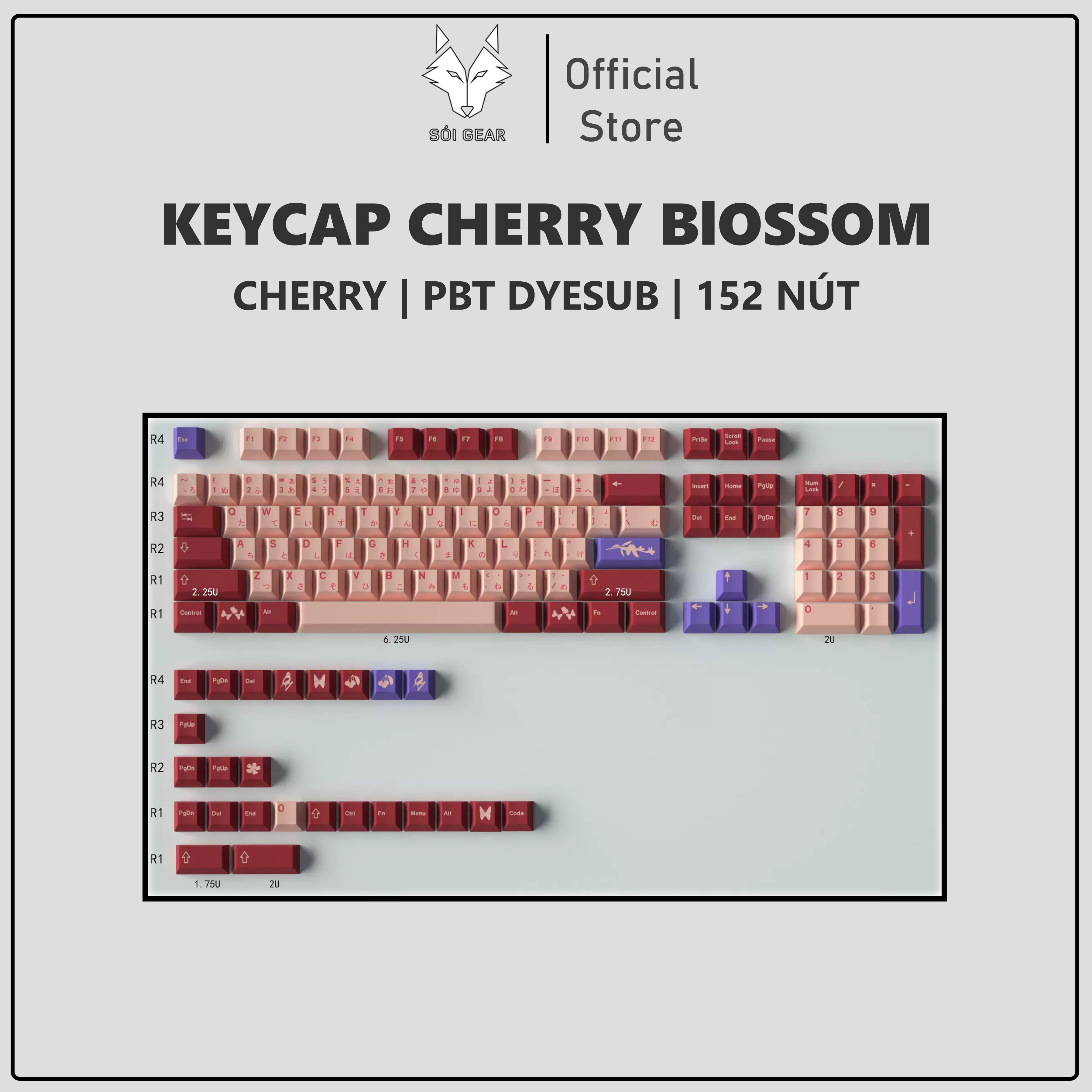Keycap Mintcaps Cherry Blossom PBT Dyesub