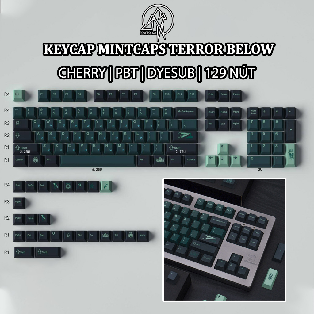 Keycap Mintcaps Cherry Terror Below PBT Dyesub