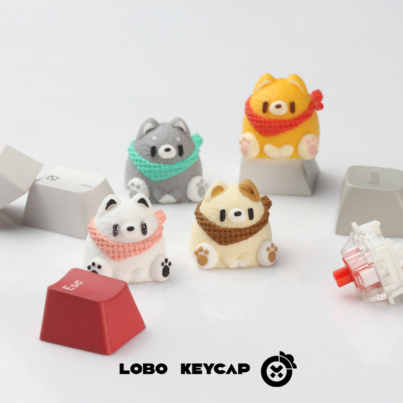 Keycap Lobo Artisan Gấu đeo khăn