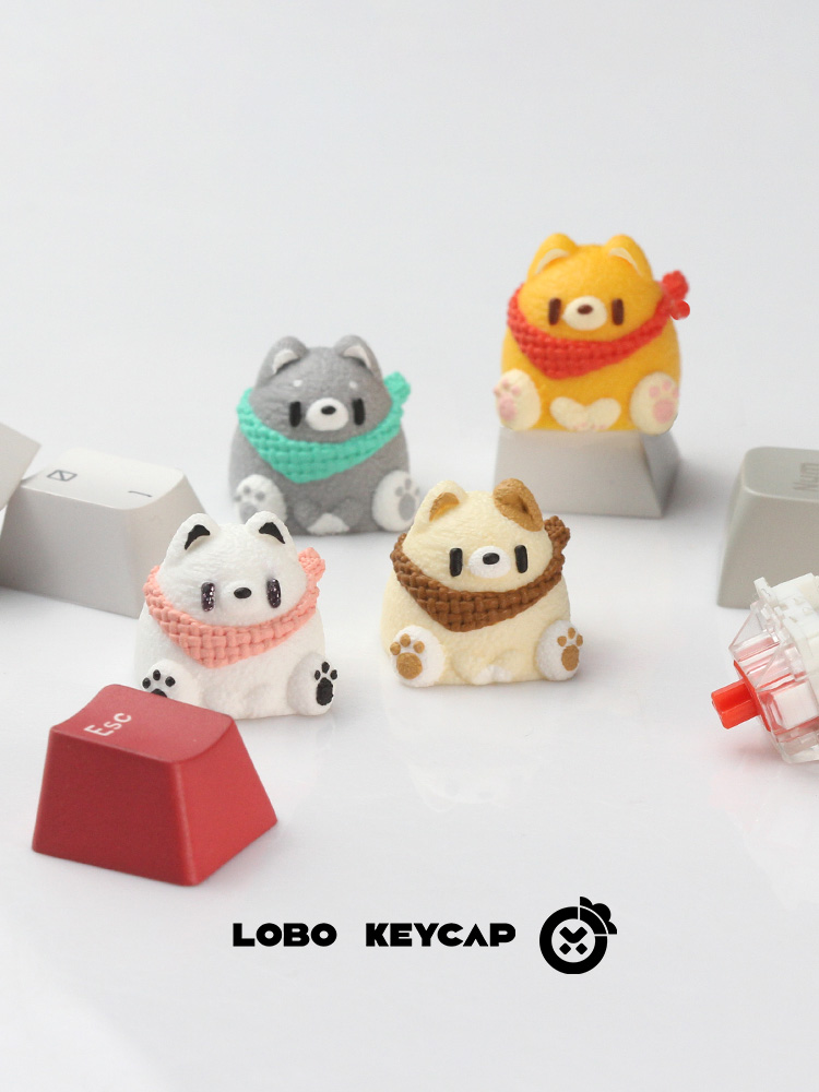 Keycap Lobo Artisan Gấu đeo khăn