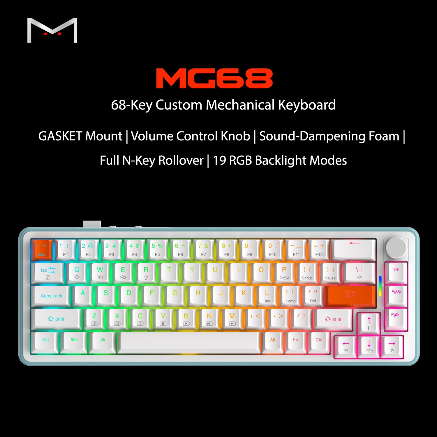 [Pre Order] MG68 - Bàn phím cơ không dây | Prebuilt Keyboard | 3 modes | Hotswap RGB | Núm xoay