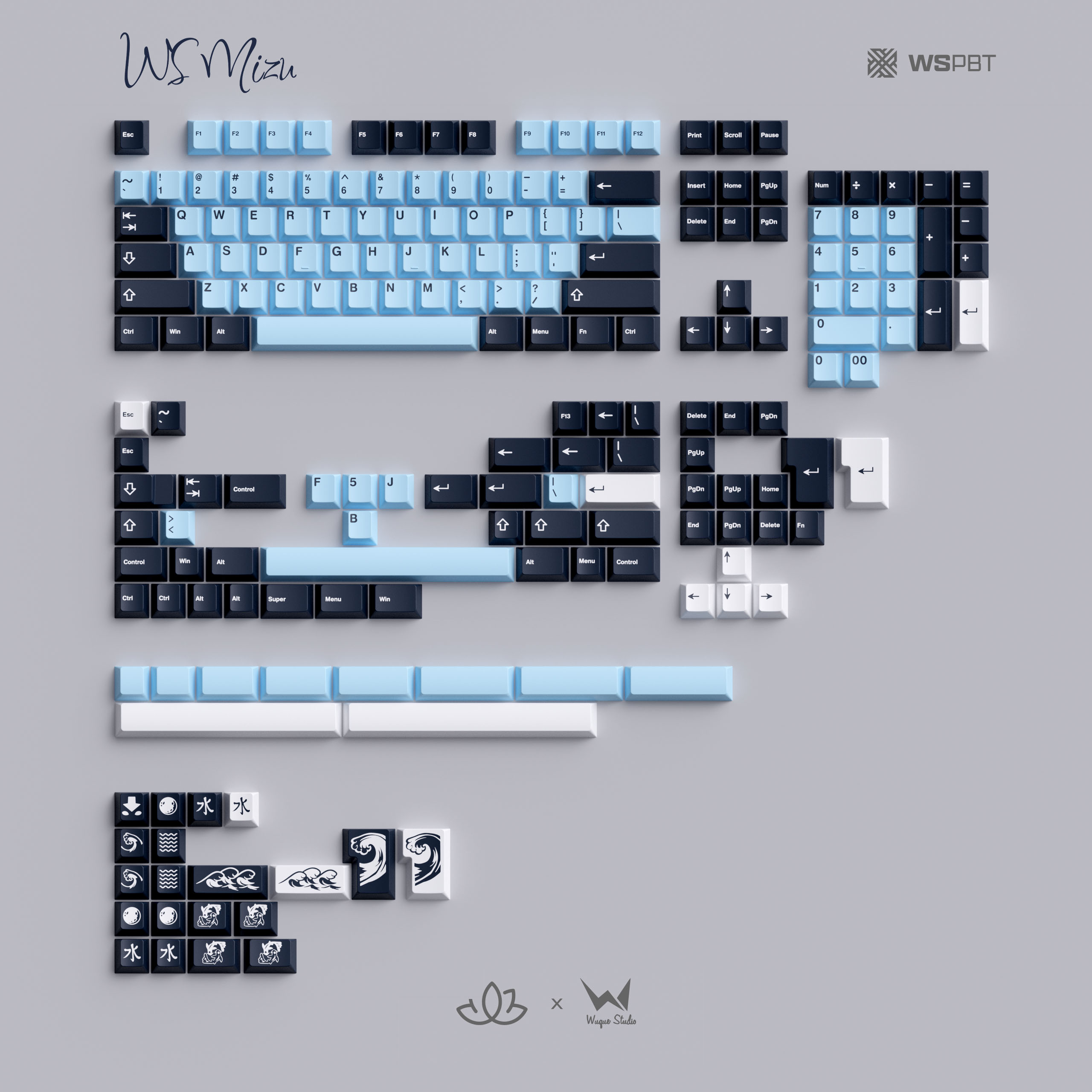 [In Stock]  Keycap Cherry WS Mizu PBT Doubleshot