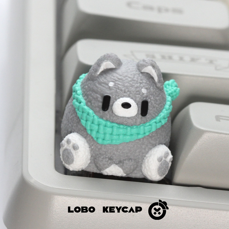 Keycap Lobo Artisan Gấu đeo khăn