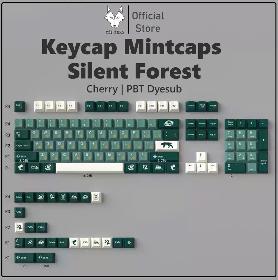 Keycap Cherry Mintcaps Silent Forest PBT Dyesub