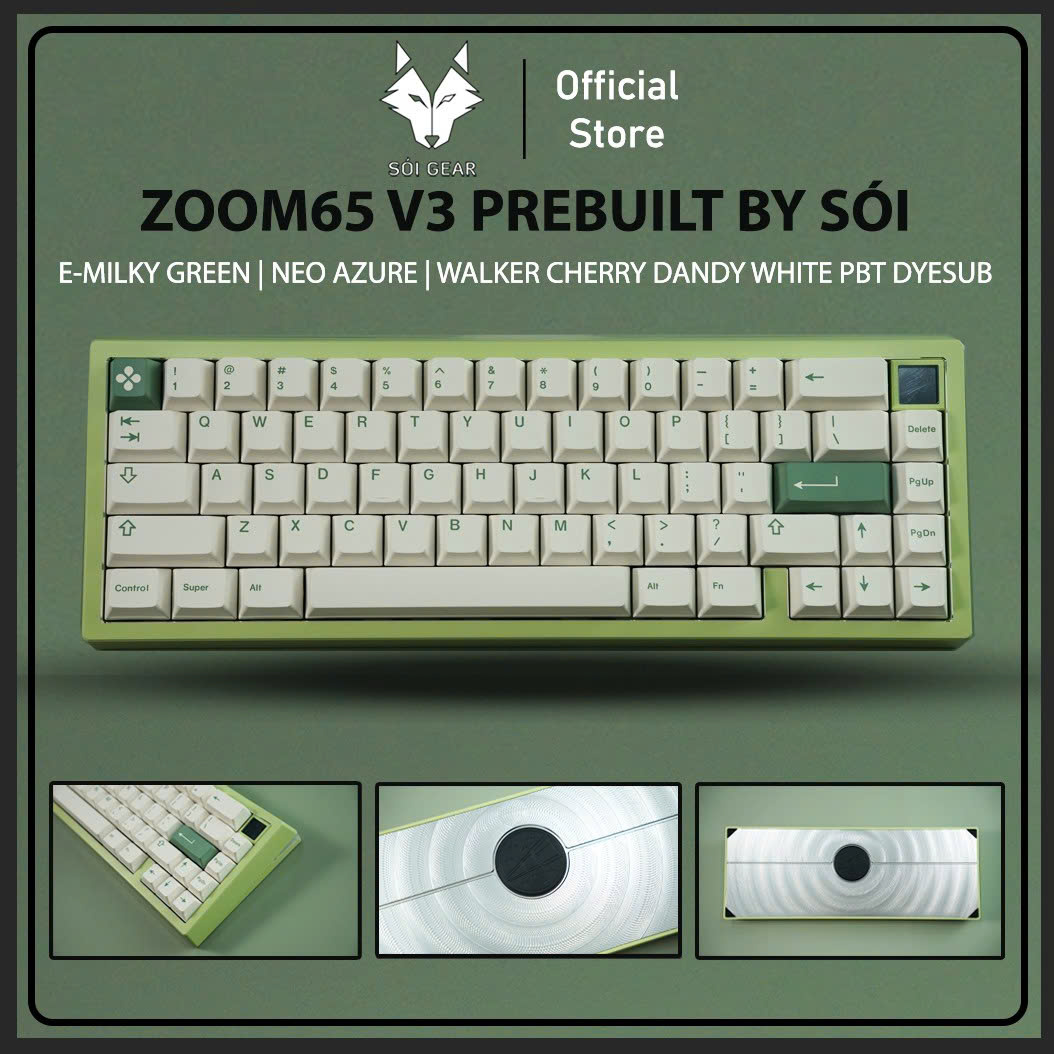 [Prebuilt by Sói] Zoom65 V3 - E-Milky Green - Neo Azure - Dandy White