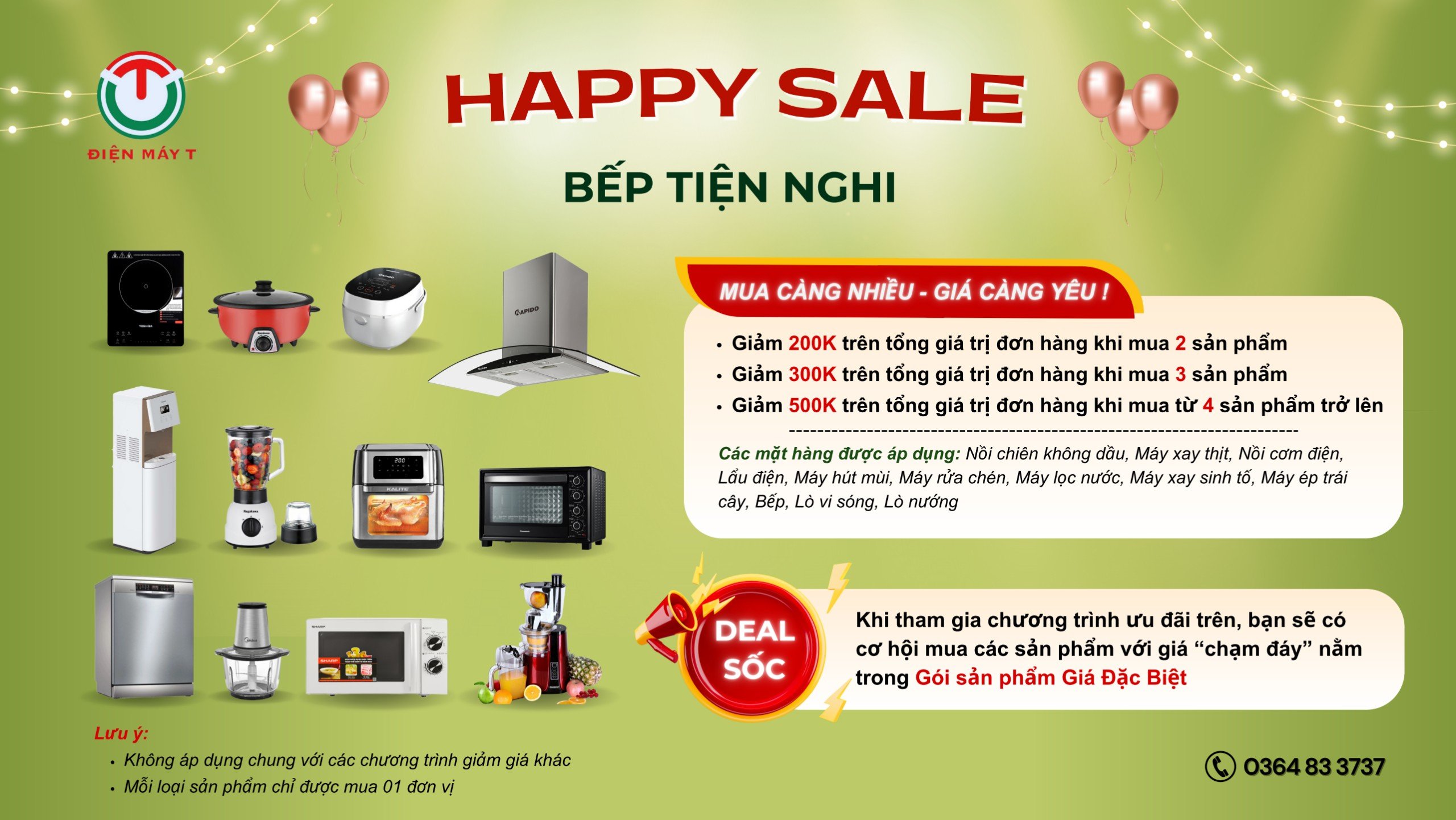 HAPPY SALE – BẾP TIỆN NGHI: Ưu đãi lớn nhất năm chỉ có tại Điện Máy T