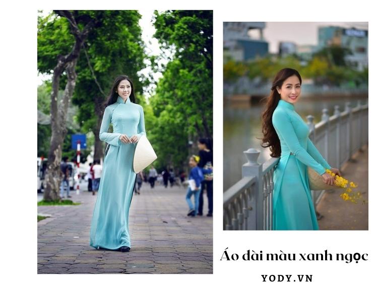 Váy dài liền thân cổ chữ v tôn eo màu xanh bơ nhẹ nhàng nữ tính