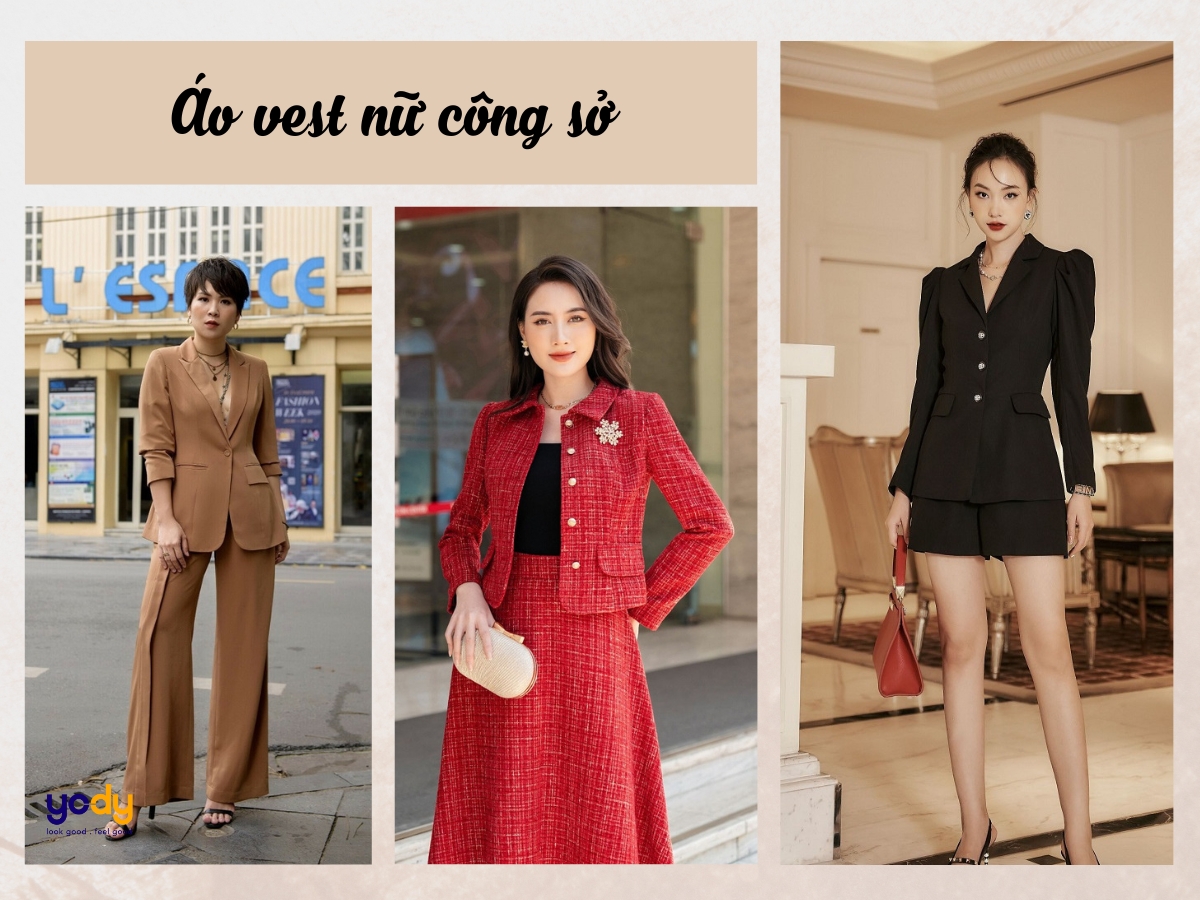 Bộ Vest nữ cao cấp kiểu vest nữ Hàn Quốc áo tay lỡ