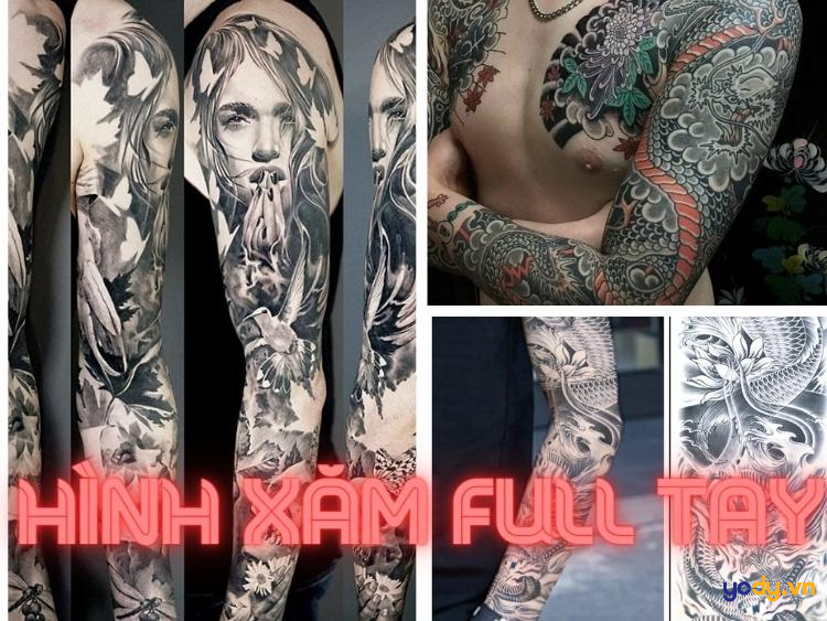 Hình Xăm Dán Tattoo Kín Tay Họa Tiết TQB65