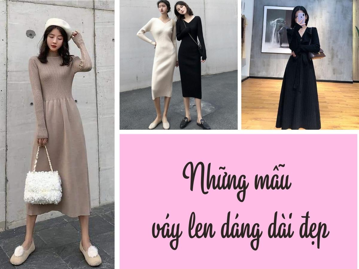 Mua váy len suông dài tay cổ lọ đầm dáng dài thu đông vải len gân to hàng  quảng châu mềm mại  ĐEN tại shop linh linh  Tiki