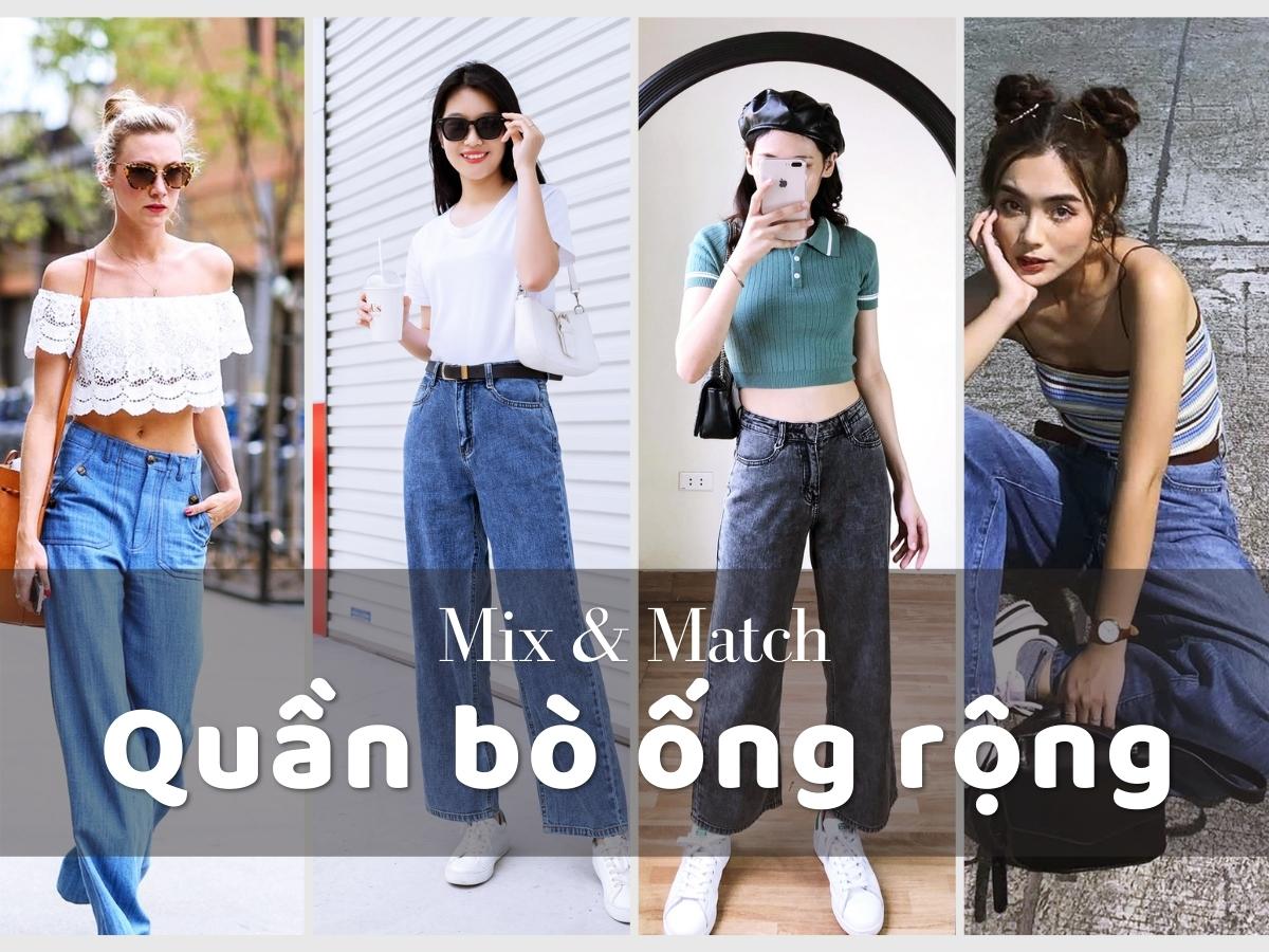 Quần bò ống rộng mặc với áo gì để tôn dáng nhất?