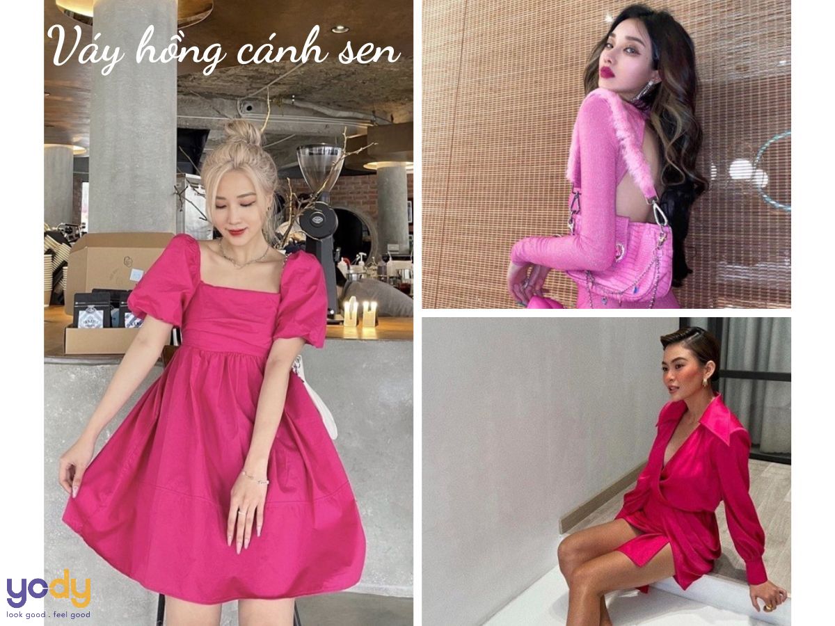 Đầm cổ V hồng cánh sen | Shopee Việt Nam