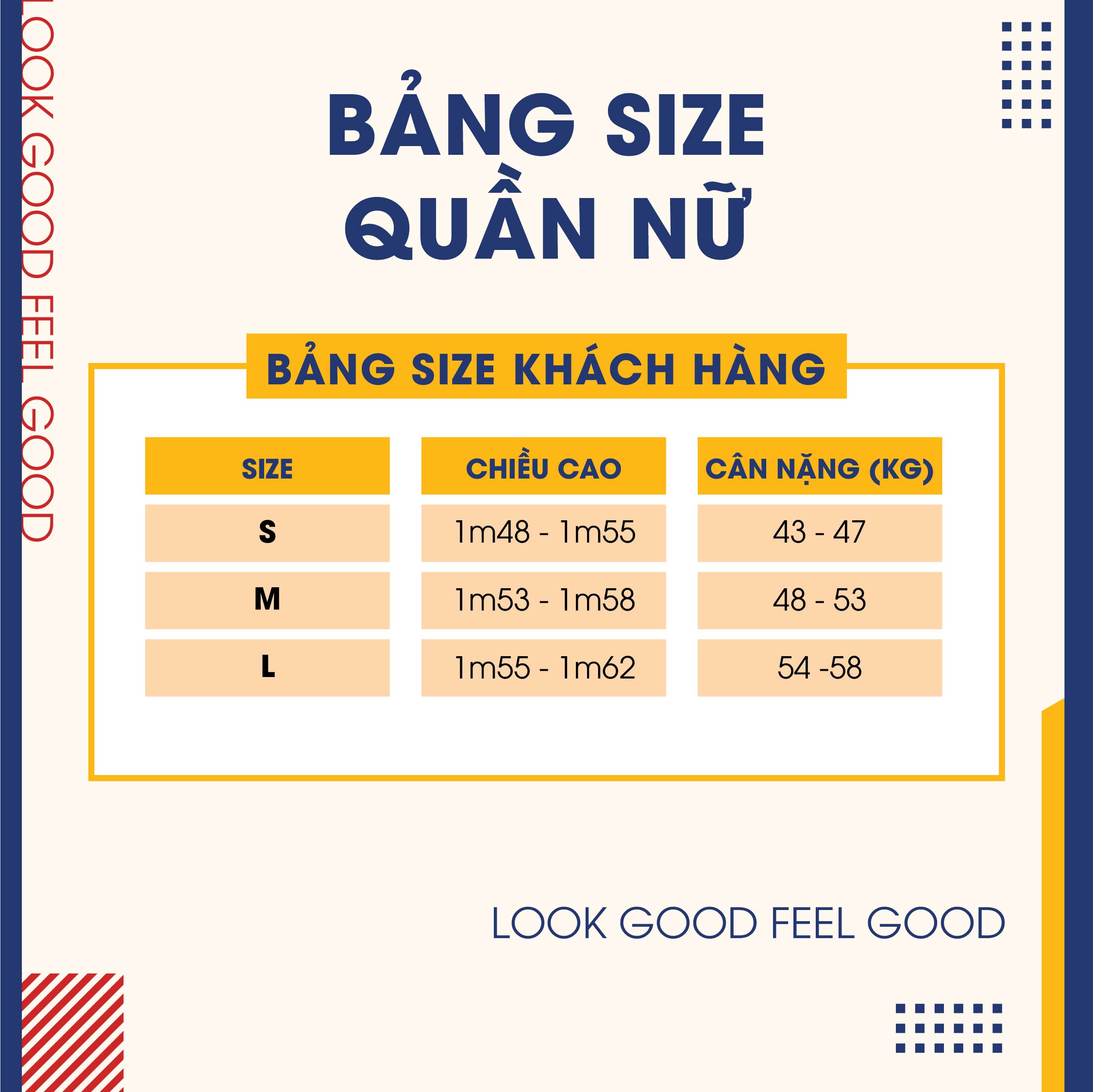 bảng size yody