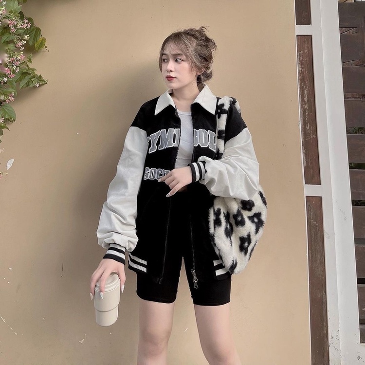 Mẫu áo khoác bomber nữ rộng đẹp