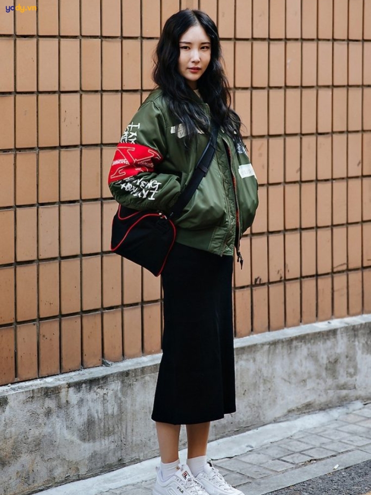 phối đồ với Áo khoác gió bomber nữ