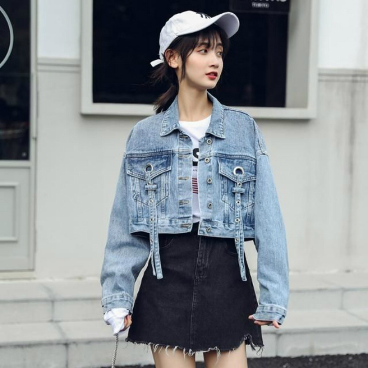 áo khoác jean nữ croptop