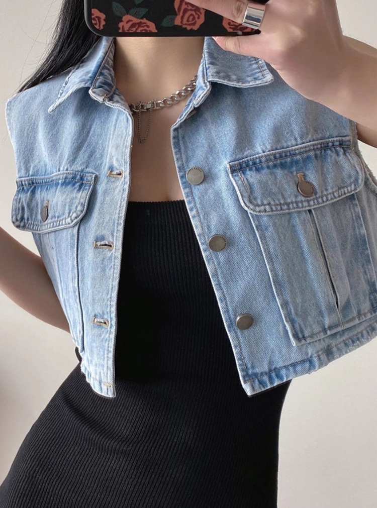 áo khoác jean nữ croptop ba lỗ không tay