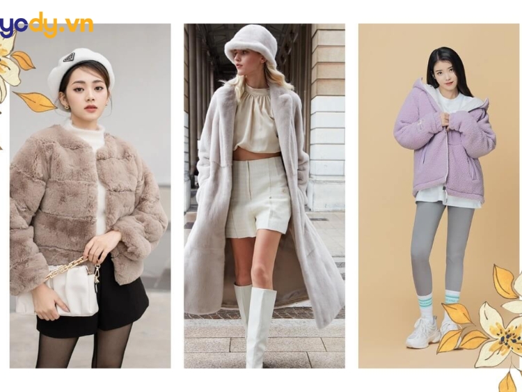 Áo khoác lông cừu phối chân váy