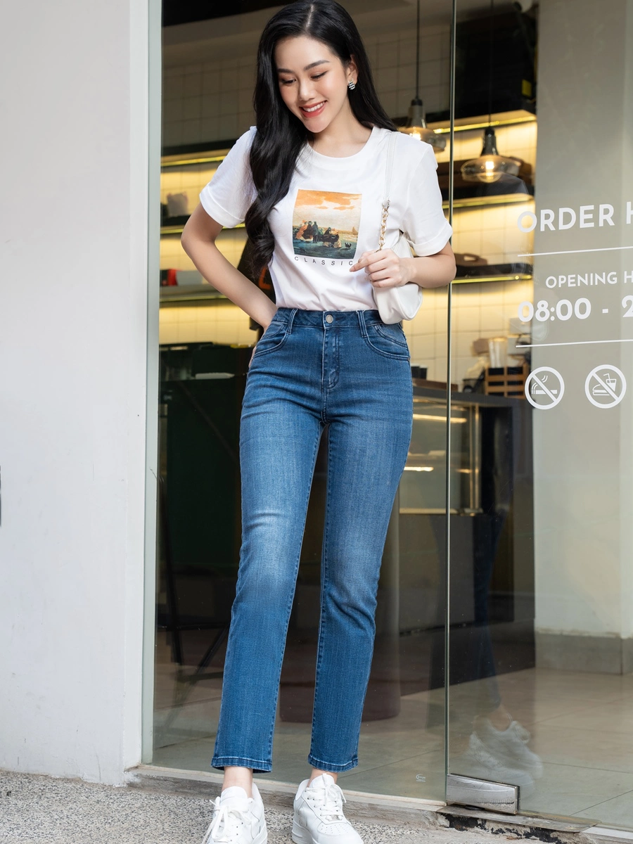 Phối đồ với quần baggy jeans nữ