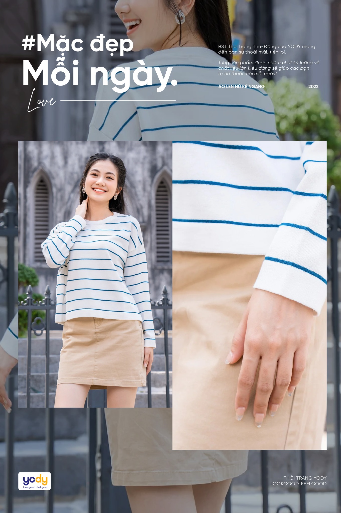 Áo Len Nữ Form Rộng Họa Tiết Sọc Ngang