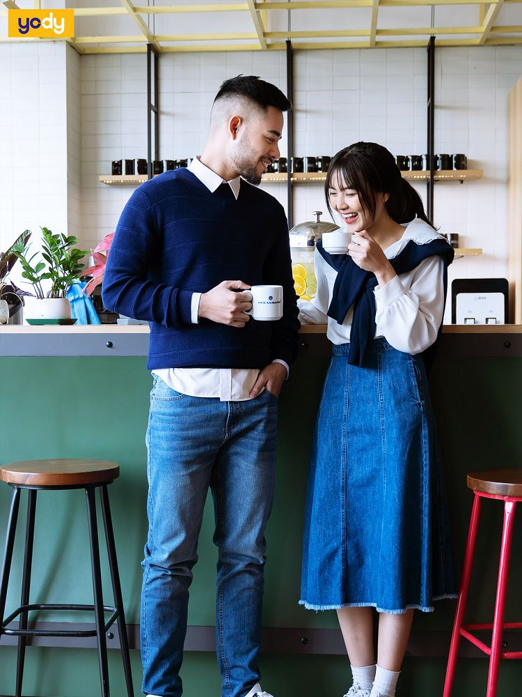áo len phối sơ mi