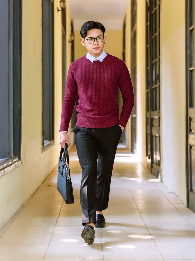 áo len phối sơ mi
