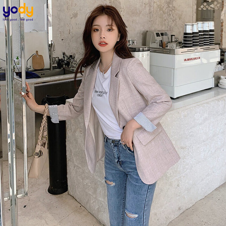 Mua Áo Vest Croptop Nữ Ngắn Tay Áo khoác Blazer nữ Chất Tuyết Mưa Cao Cấp  Hàng Thiết Kế Tay Lỡ Dáng ngắn Phong Cách Hàn Quốc - Yeep