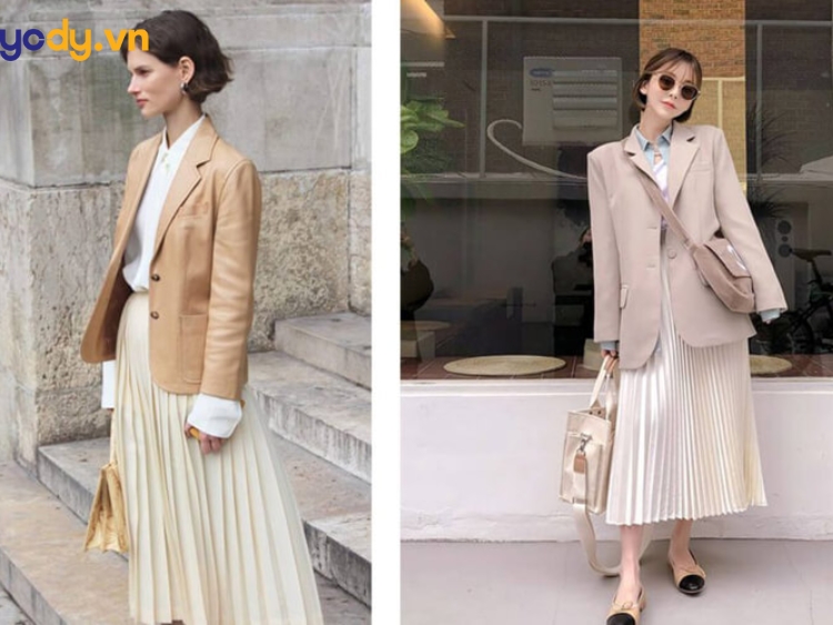 Phối áo măng tô nữ với đầm váy