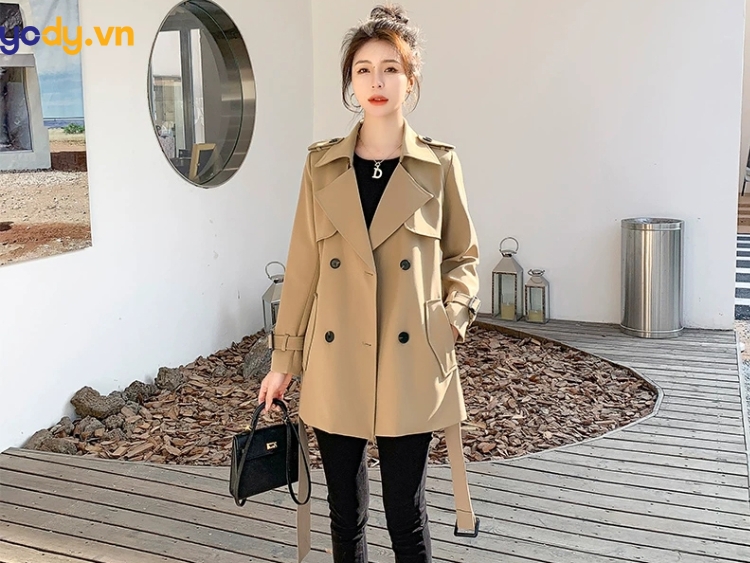 Áo măng tô nữ dáng ngắn