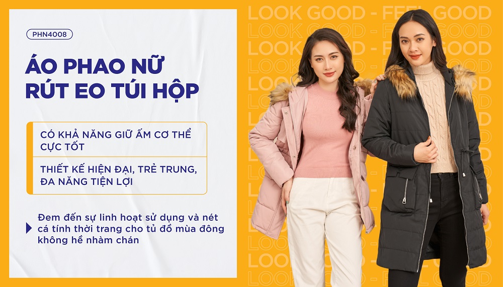 Áo Phao Nữ Bông Mỡ Dáng Dài Rút Eo Siêu Ấm