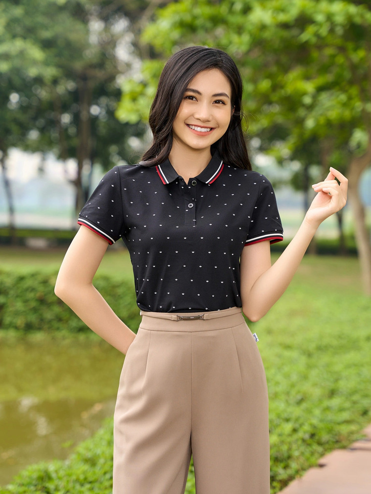áo polo đen trắng