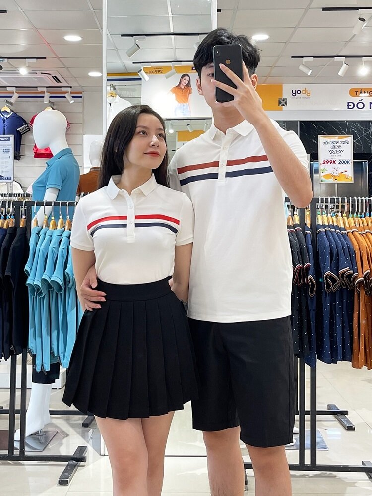 áo thun unisex Set áo váy sơ mi đôi  Đồ đôi set áo chân váy nữ áo sơ mi nam  caro thời trang Hàn Quốc AV77 YAME Couple  Shopee Việt Nam