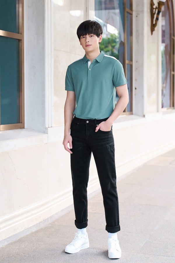 Áo polo vải vỏ hàu nam cách điệu 