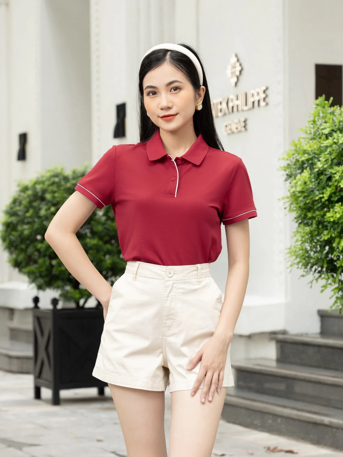 Áo polo mắt chim phối bo kẻ sọc