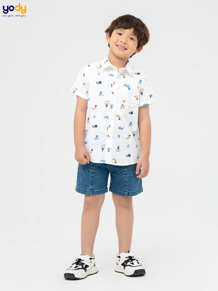 phối đồ với áo sơ mi trẻ em