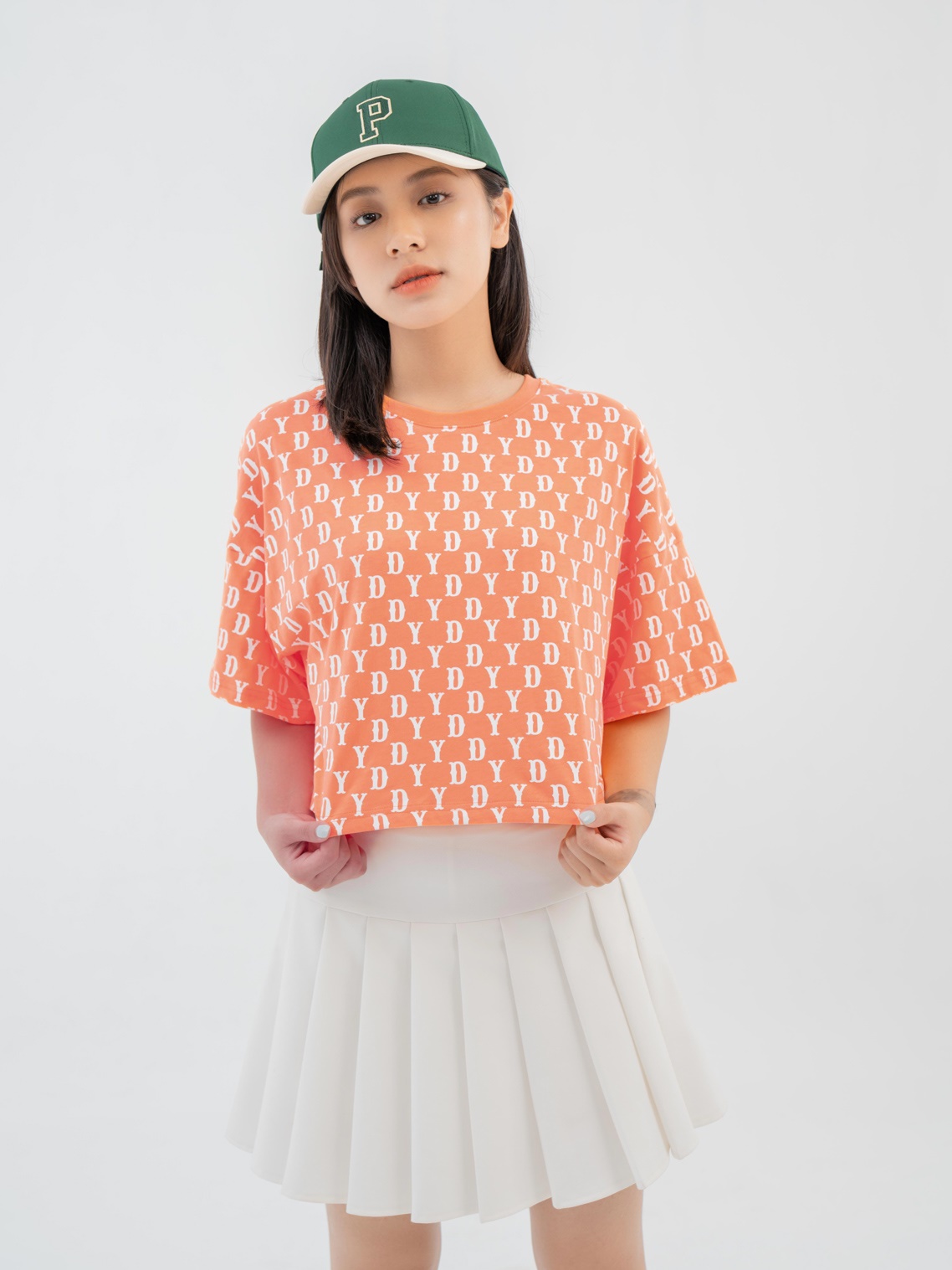 T-shirt Nữ Croptop In Tràn Yd Cotton USA