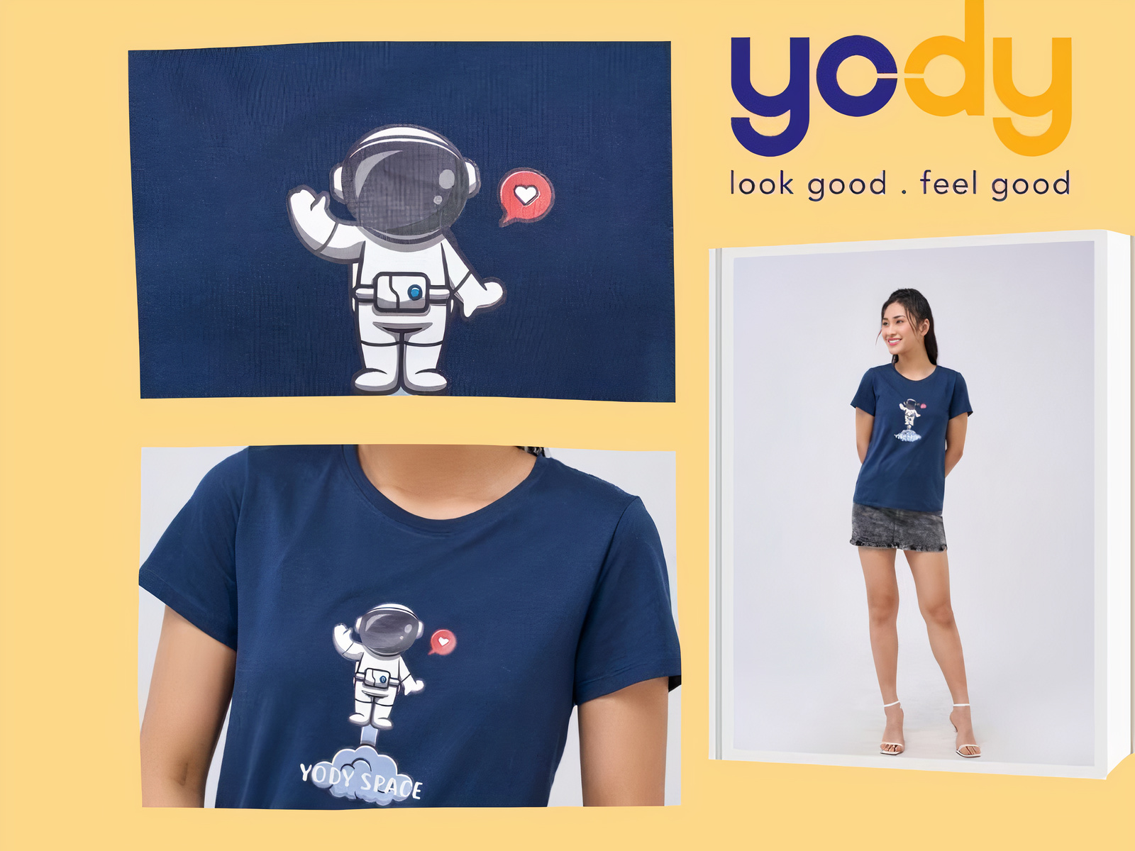 Áo thun T-shirt nữ họa tiết phi hành gia AR