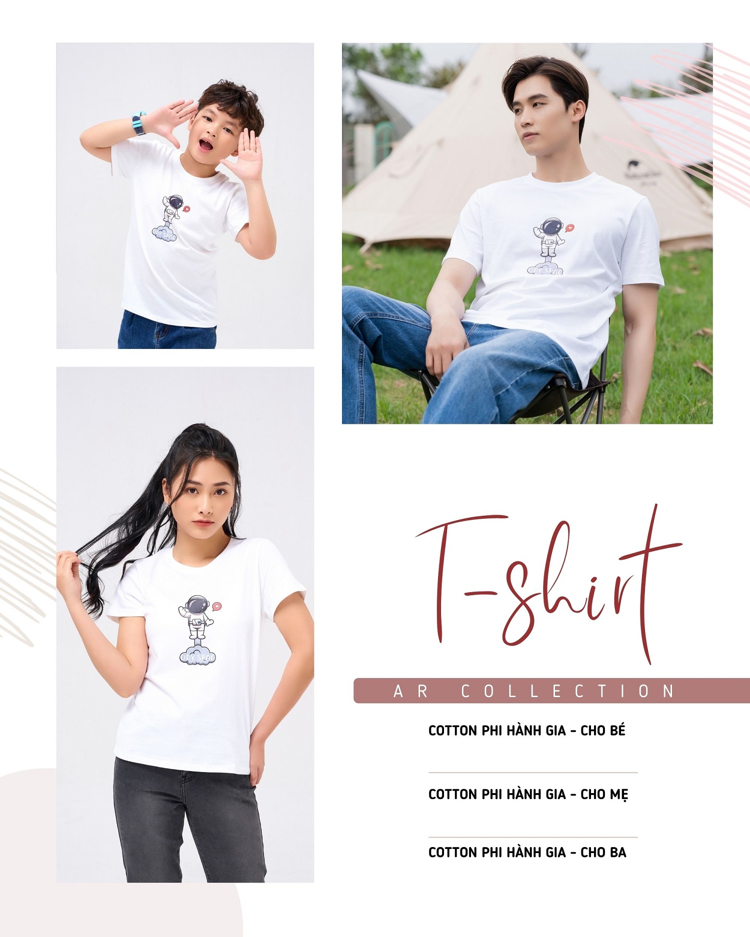 áo t-shirt gia đình phi hành gia