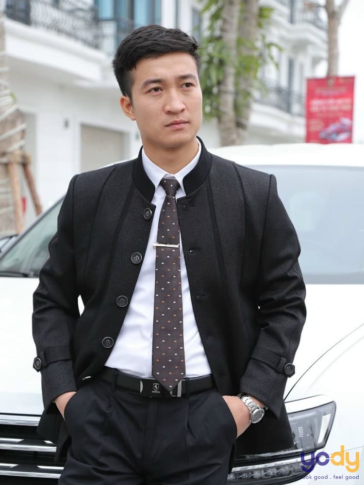 Áo Vest Nam Cao Cấp Kẻ Xám Ô Vuông Blazer