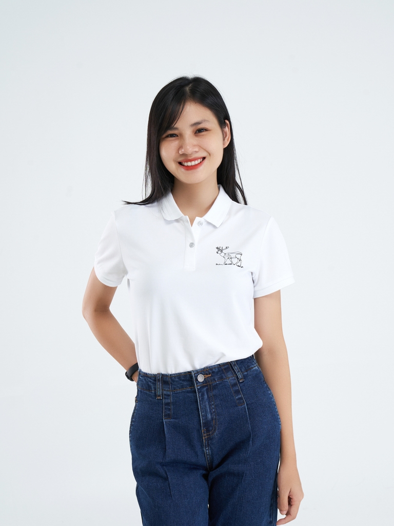 Áo Polo Nữ Airmax In Ngực - Trắng