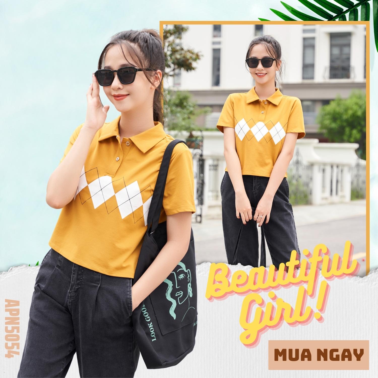 Áo Polo Nữ Croptop Pique