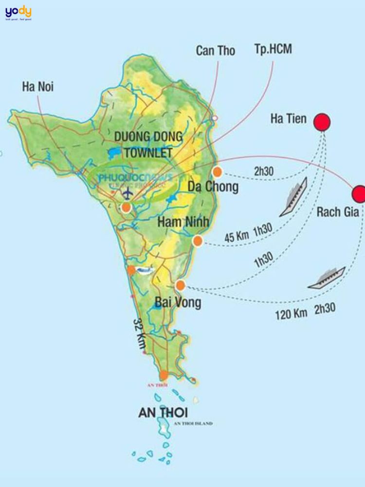 Bản đồ chi tiết đi đến Phú Quốc 