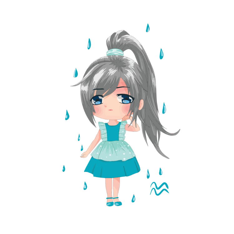 Ảnh Bảo Bình chibi nữ dịu dàng, nữ tính