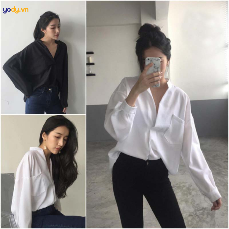 Sơ mi nữ thiết kế cổ V