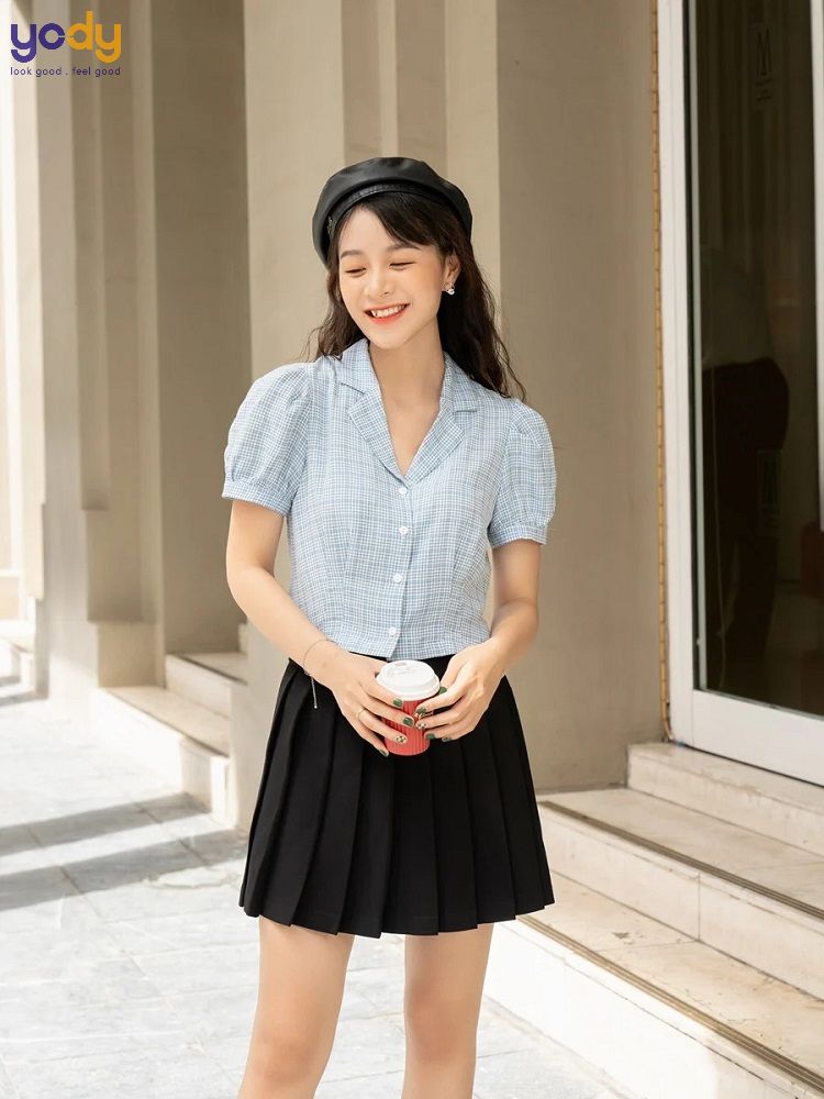 Đầm sơmi dáng dài màu trắng phong cách Hàn Quốc xịn mịn