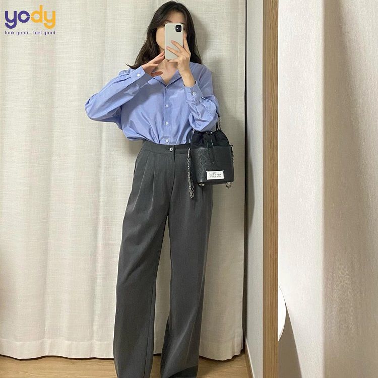 XẢ KHO Áo Sơ Mi Nữ YODY Dáng Suông Tay Nẹp Bèo Chất Đũi Thoáng Mát Mã SP  SCN4184  Shopee Việt Nam