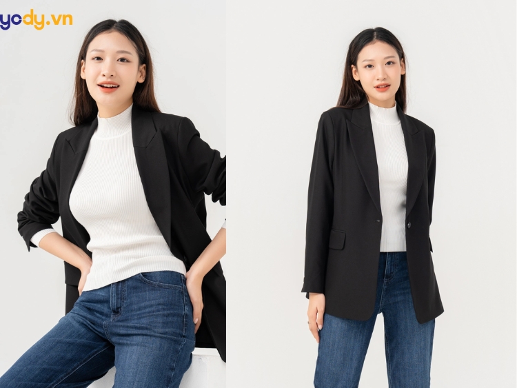 ẢNH THẬT) Áo blazer màu be 2 lớp, áo khoác blazer vest nữ AVS01, áo khoác