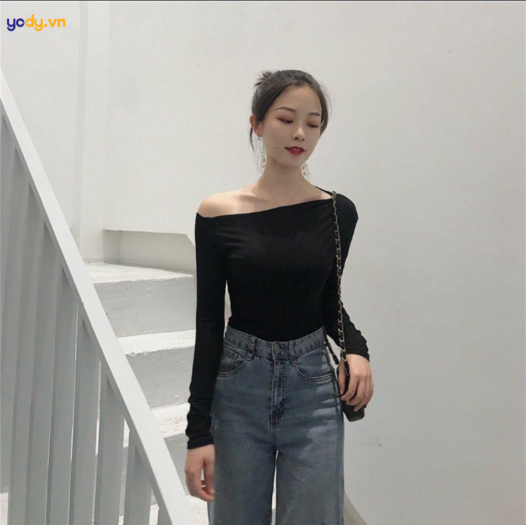 Áo thun dài tay trễ vai