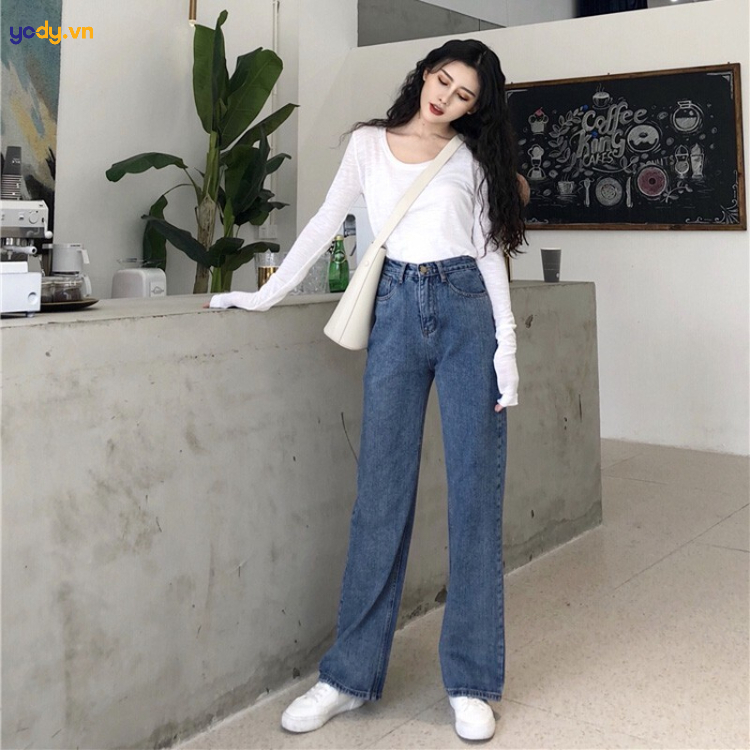 Phối áo thun dài và quần jeans