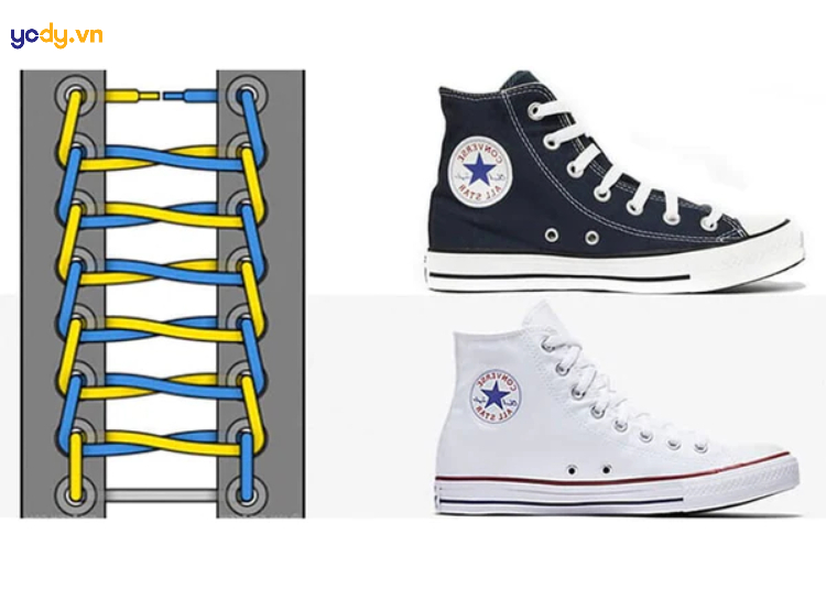 Buộc dây giày Converse cổ cao hình thang
